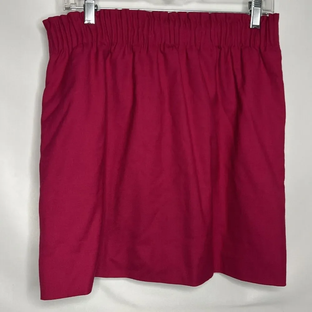 J. Crew Womens 10 Pink Purple Fuchsia Sidewalk Skirt Elastic Waist Pockets